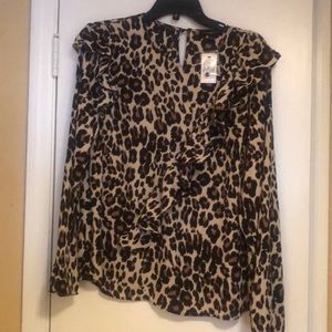 Lane Bryant Animal Print Ruffled Blouse
